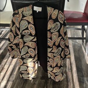 Zara Black Paisley-Print Peacoat Jacket with Gold & Blue Accents